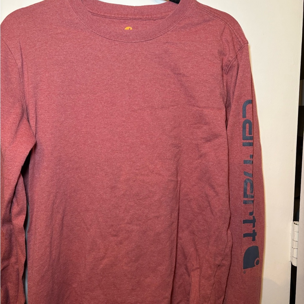Carhartt Maroon Long Sleeve Shirt with Logo